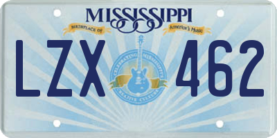 MS license plate LZX462