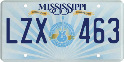 MS license plate LZX463