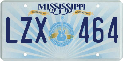 MS license plate LZX464