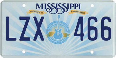 MS license plate LZX466