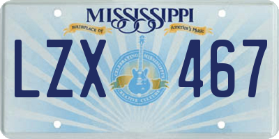 MS license plate LZX467