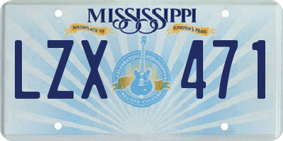 MS license plate LZX471
