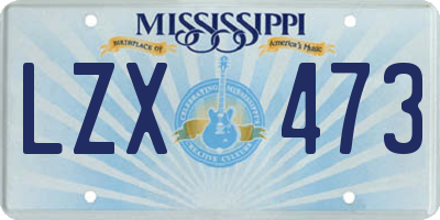 MS license plate LZX473