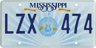MS license plate LZX474