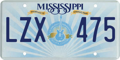 MS license plate LZX475