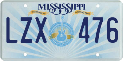 MS license plate LZX476