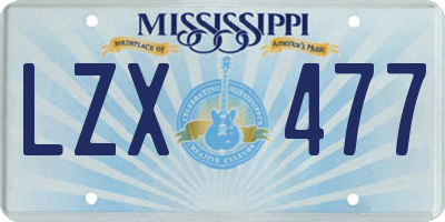 MS license plate LZX477