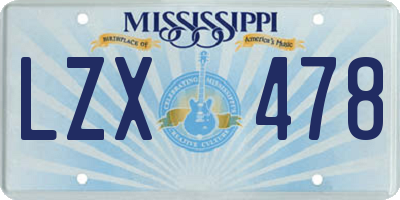 MS license plate LZX478