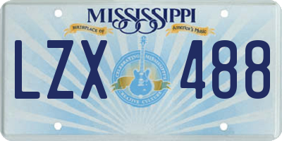 MS license plate LZX488