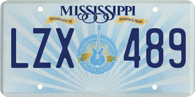 MS license plate LZX489