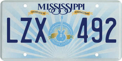 MS license plate LZX492