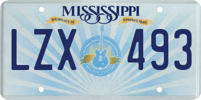 MS license plate LZX493