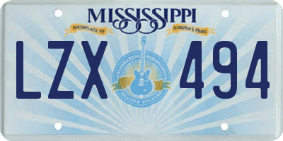 MS license plate LZX494