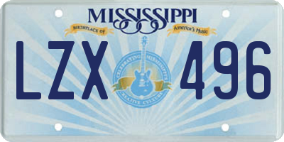 MS license plate LZX496