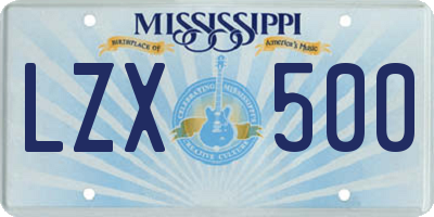 MS license plate LZX500