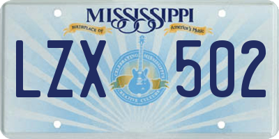 MS license plate LZX502