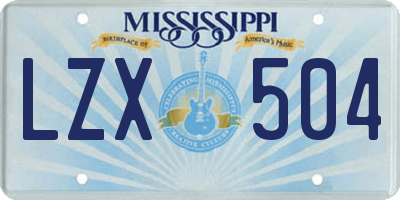 MS license plate LZX504