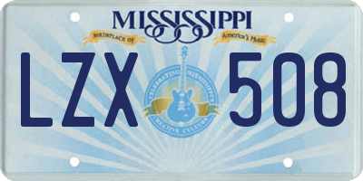MS license plate LZX508