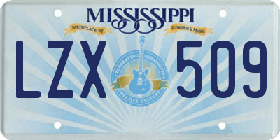 MS license plate LZX509