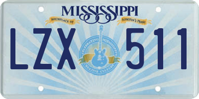 MS license plate LZX511