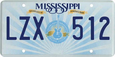 MS license plate LZX512