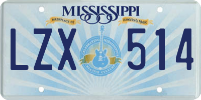 MS license plate LZX514