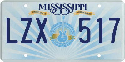 MS license plate LZX517