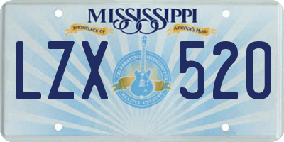MS license plate LZX520