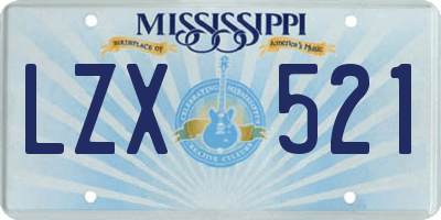 MS license plate LZX521