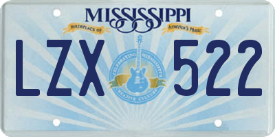 MS license plate LZX522