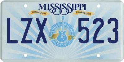 MS license plate LZX523