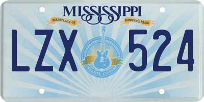 MS license plate LZX524