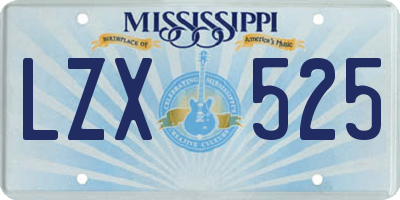 MS license plate LZX525