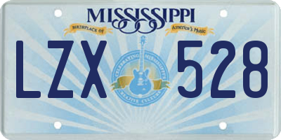 MS license plate LZX528