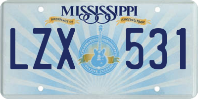 MS license plate LZX531