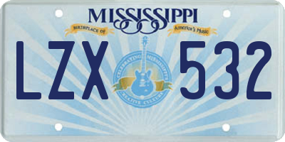 MS license plate LZX532
