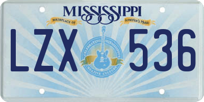 MS license plate LZX536