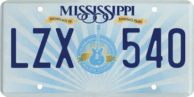 MS license plate LZX540