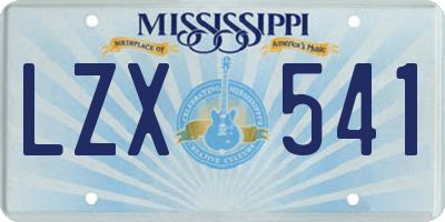 MS license plate LZX541