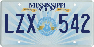 MS license plate LZX542
