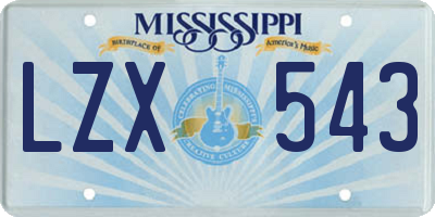 MS license plate LZX543