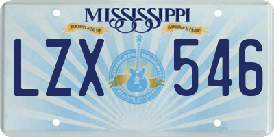MS license plate LZX546