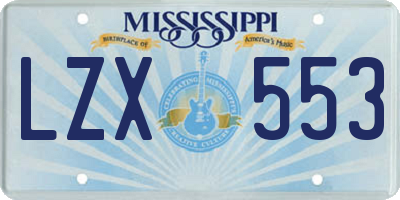 MS license plate LZX553