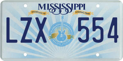 MS license plate LZX554
