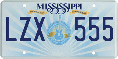 MS license plate LZX555