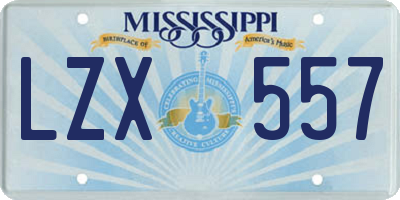 MS license plate LZX557