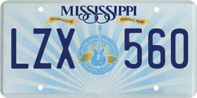 MS license plate LZX560