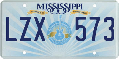 MS license plate LZX573
