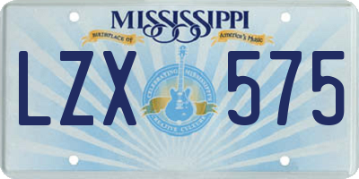 MS license plate LZX575