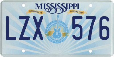 MS license plate LZX576